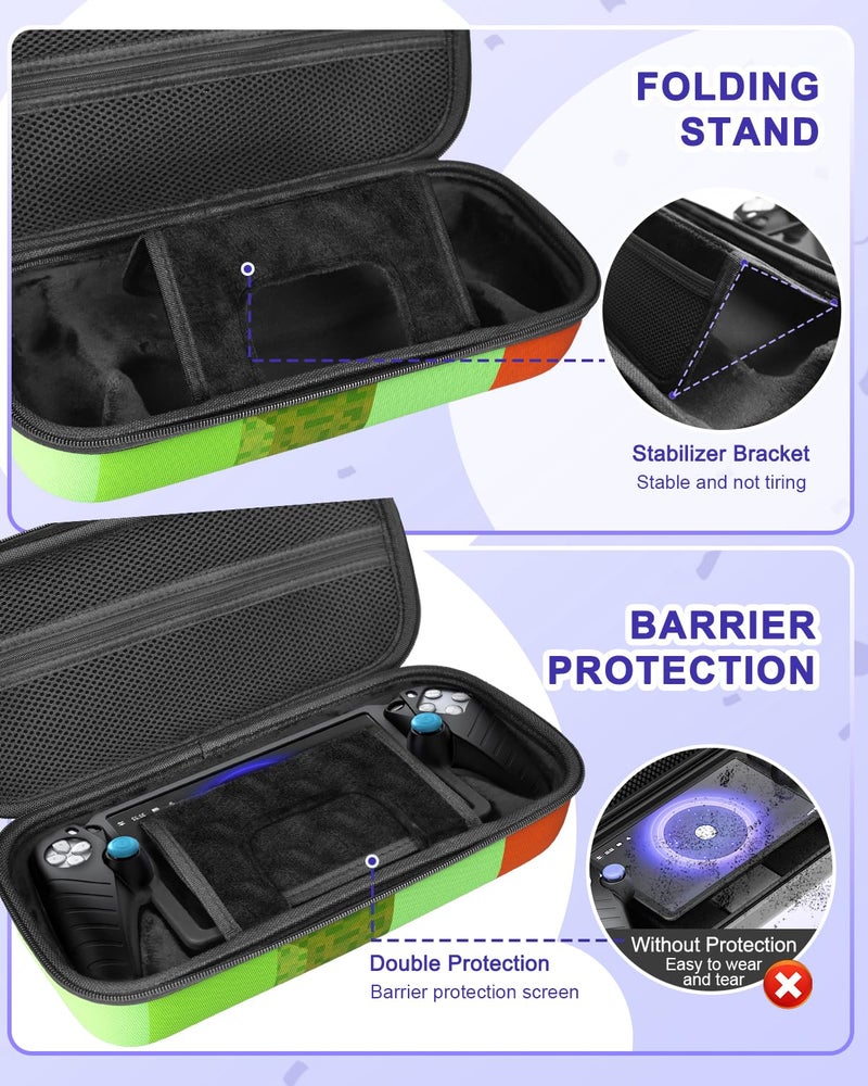 FYOUNG Accessories Kit for PlayStation Portal, Carrying Case Bundle and Magnetic Portable Charger for PS5 Portal with Protective Case, 2 Screen Protectors, Wired Headphone, 8 Thumb Grips (Green) - Image 4